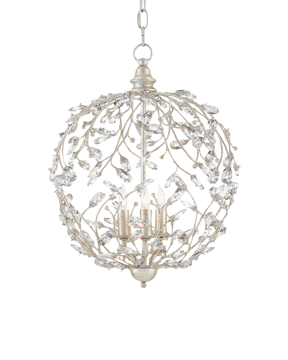 Crystal Bud Silver Orb Chandelier