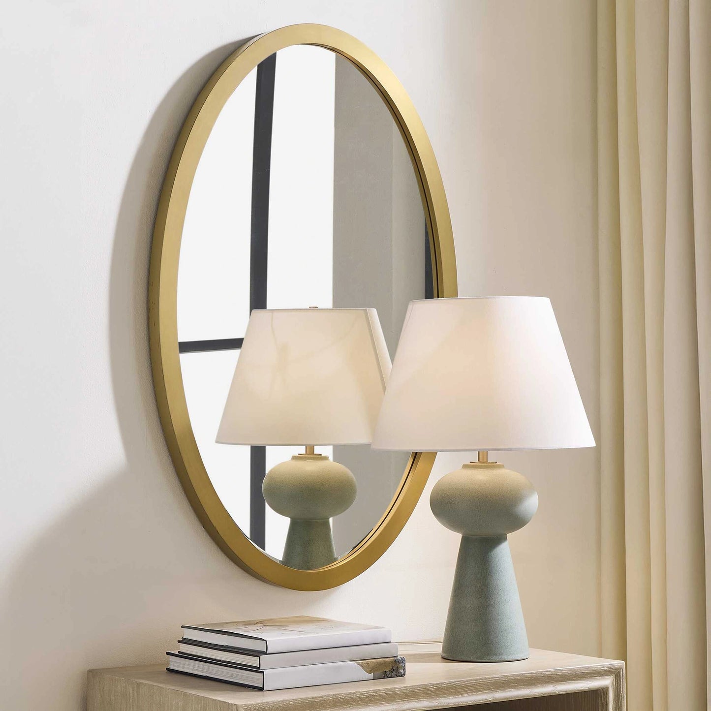 Uttermost Elstree Antique Brass Oval Mirror