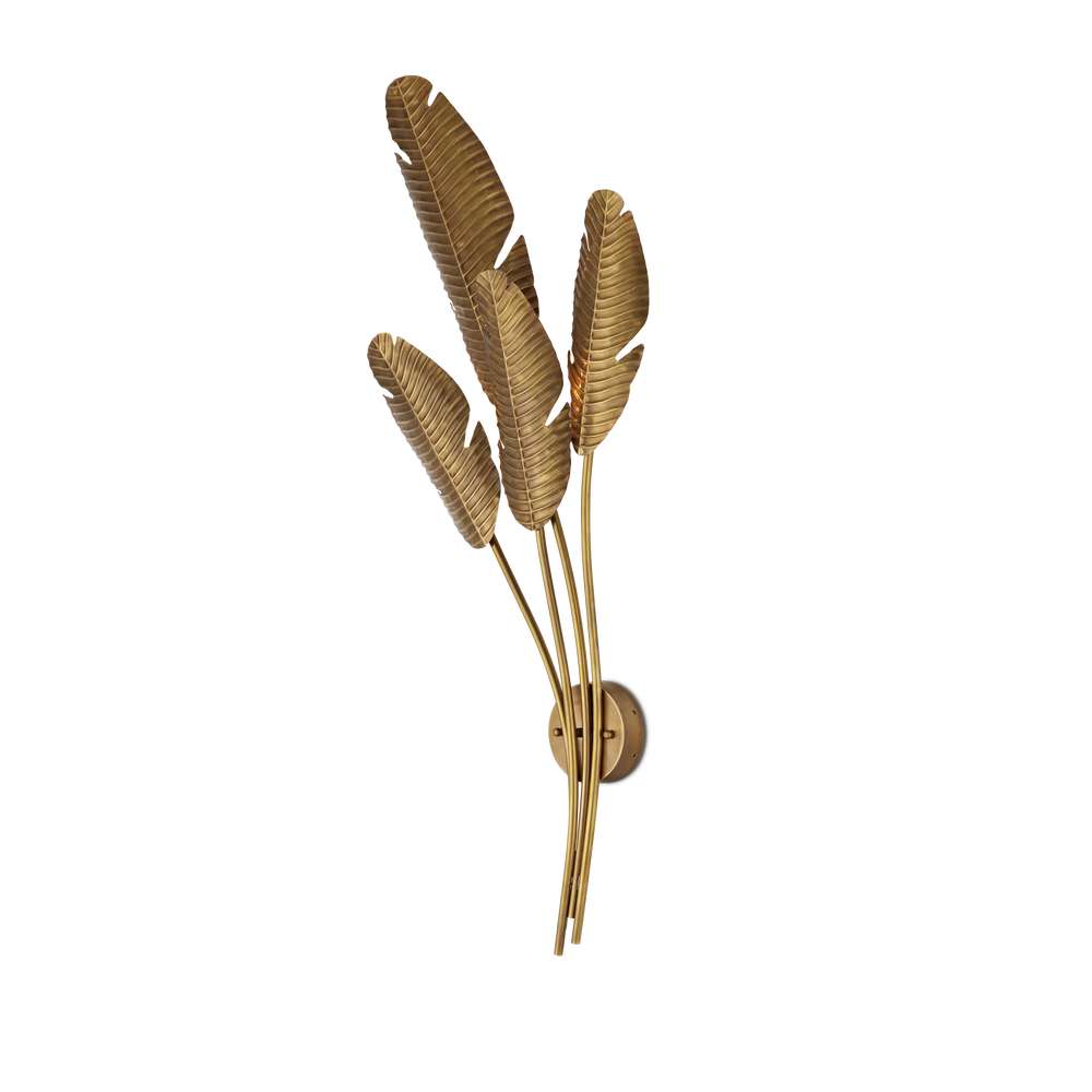 Tropical Brass Multi-Leaf Wall Sconce