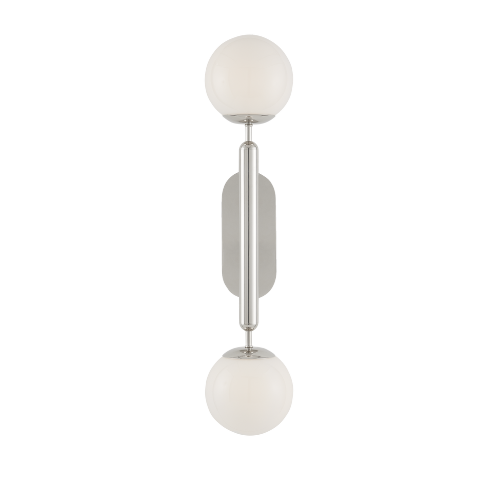 
                      
                        Barbican Double-Light Nickel Wall Sconce.
                      
                    