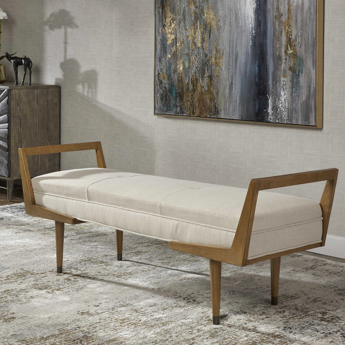 Uttermost Waylon Modern Ivory Bench