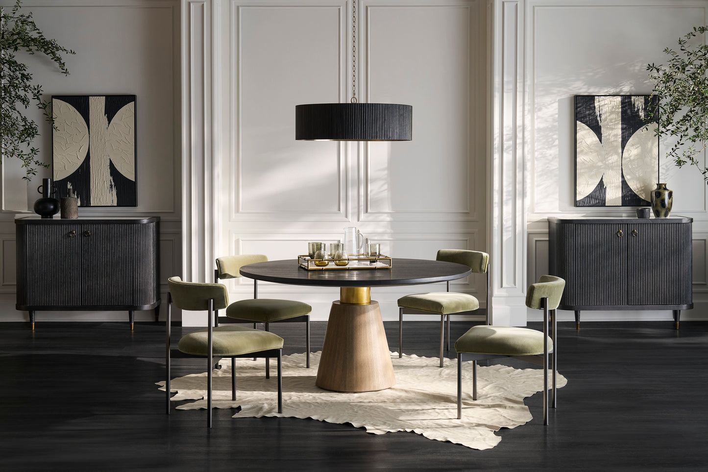 Everett Demilune Two Doors Credenza - Charcoal