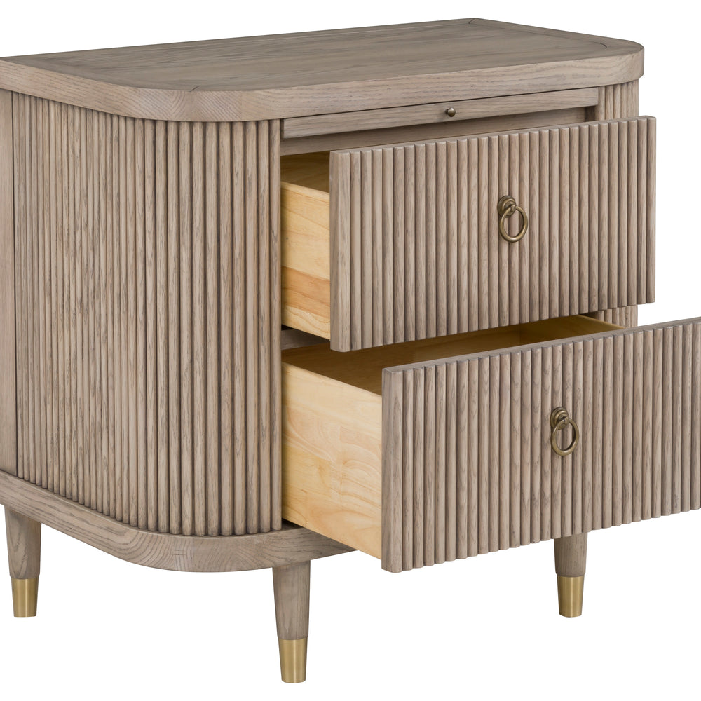 
                      
                        Everett Demilune Nightstand with Two Drawers and Pull-Out Shelf
                      
                    