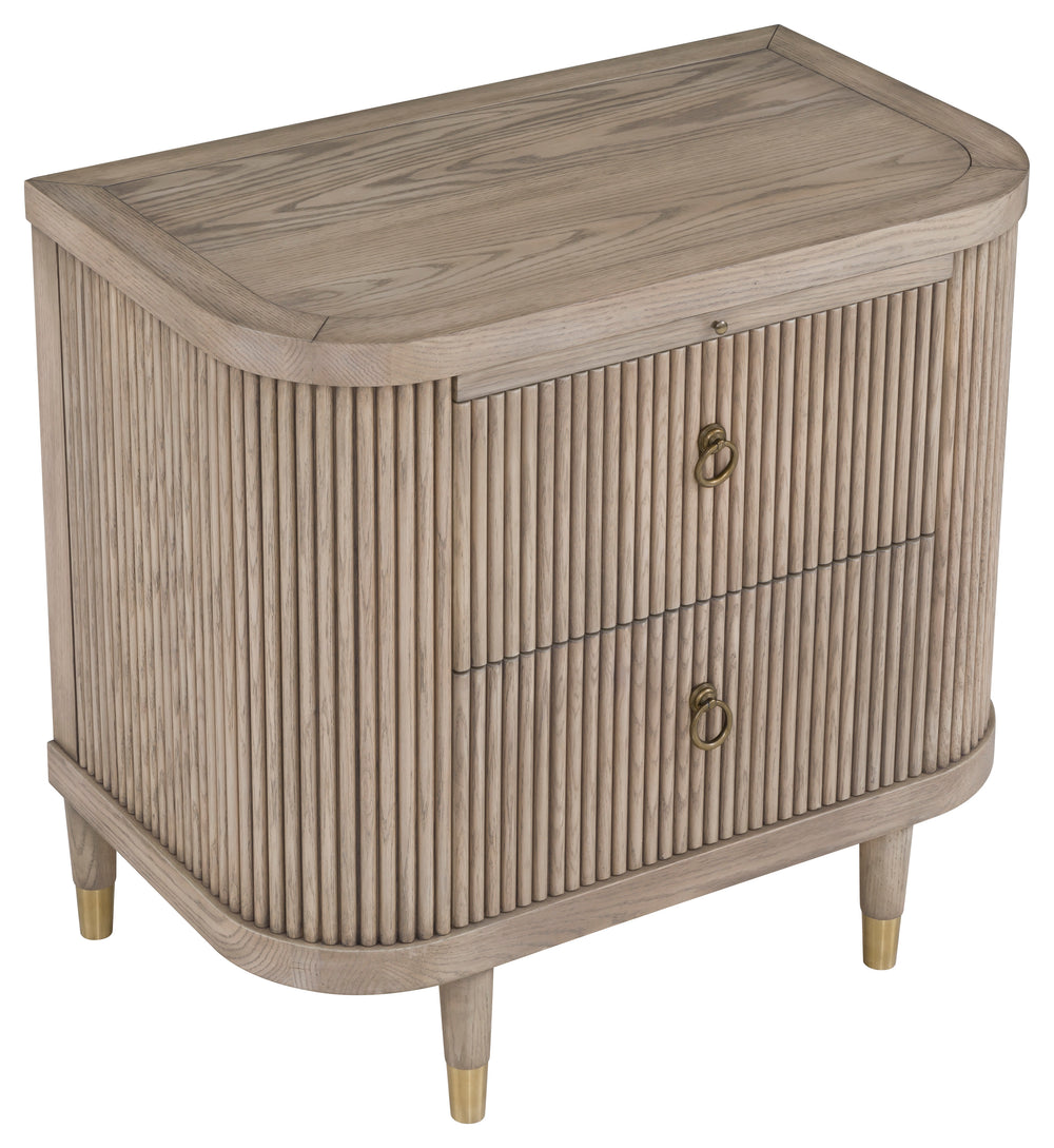 Everett Demilune Nightstand with Two Drawers and Pull-Out Shelf