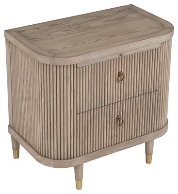 Everett Demilune Nightstand with Two Drawers and Pull-Out Shelf