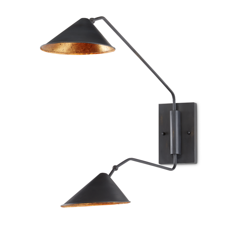 Serpa Black Double Swing-Arm Wall Sconce