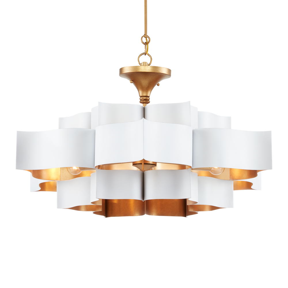 Grand Lotus Large White Chandelier