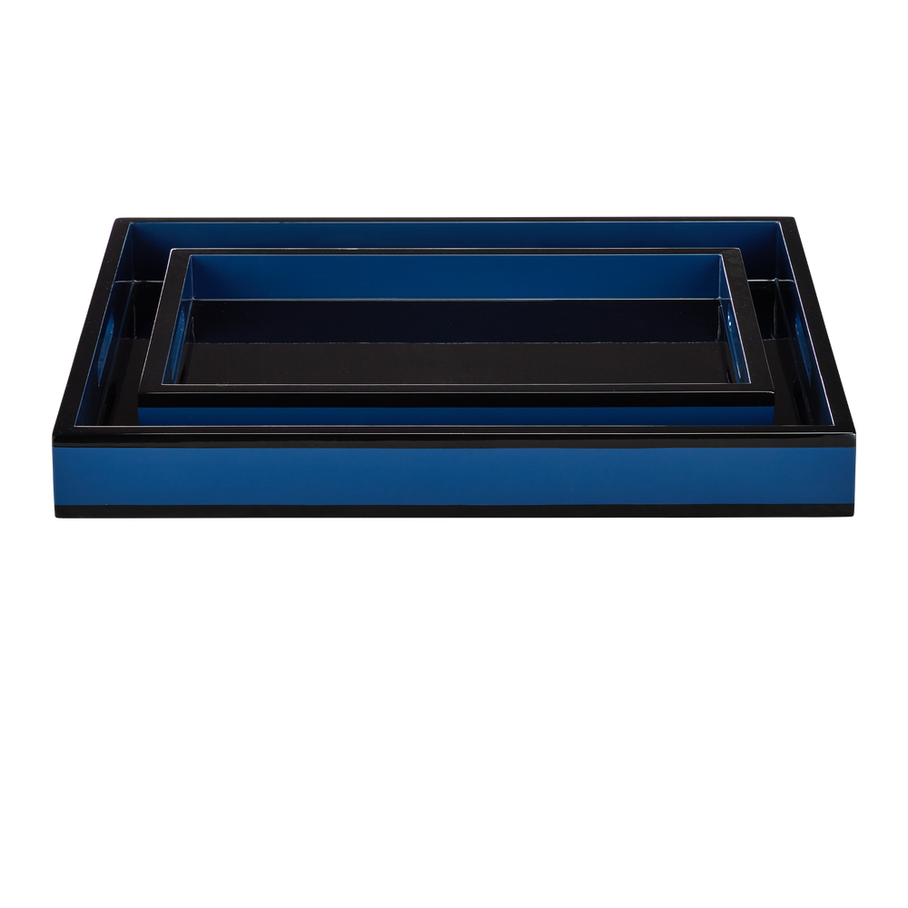 
                      
                        Navy Lacquer Tray Set of 2.
                      
                    