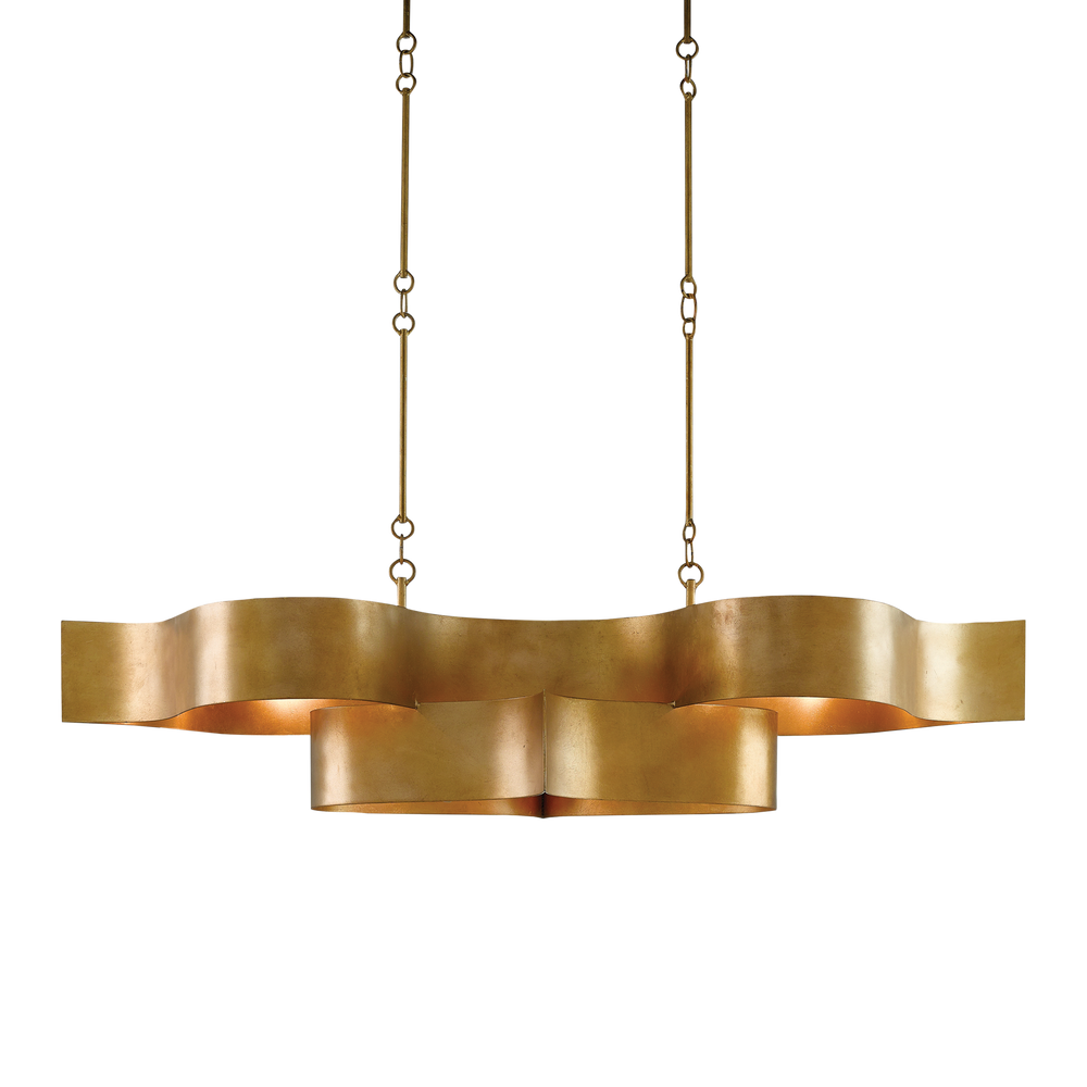 Grand Lotus Oval Gold Chandelier