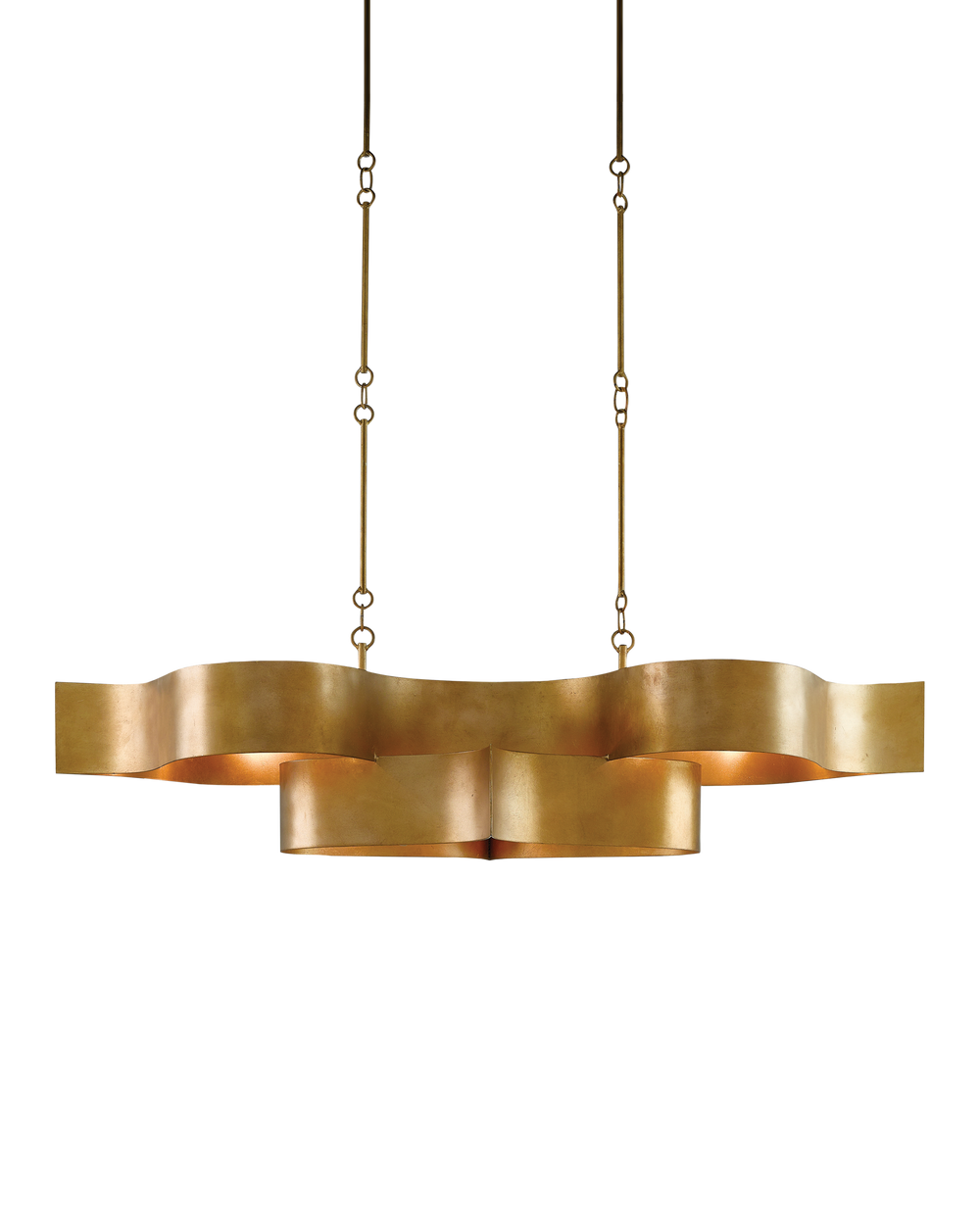 Grand Lotus Oval Gold Chandelier