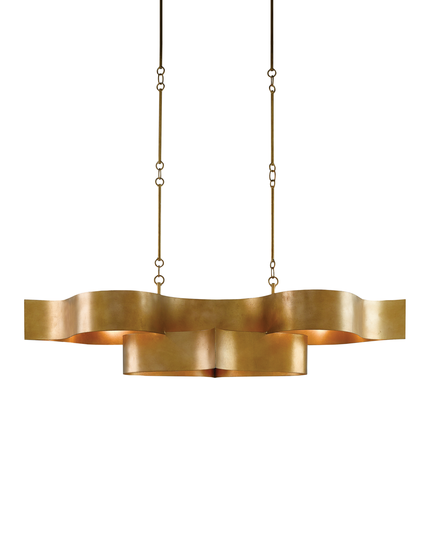 Grand Lotus Oval Gold Chandelier