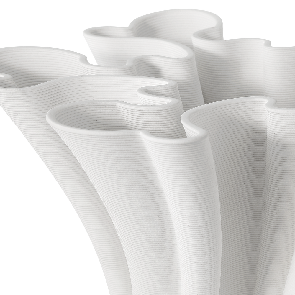 Godet Twist White Vase.