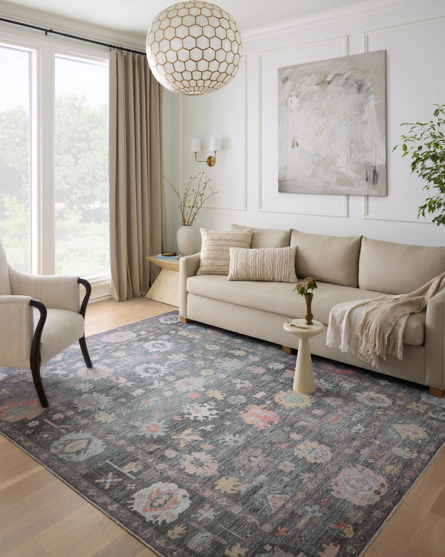 Loloi Elysium Charcoal / Multi 7'-10" x 7'-10" Round Area Rug