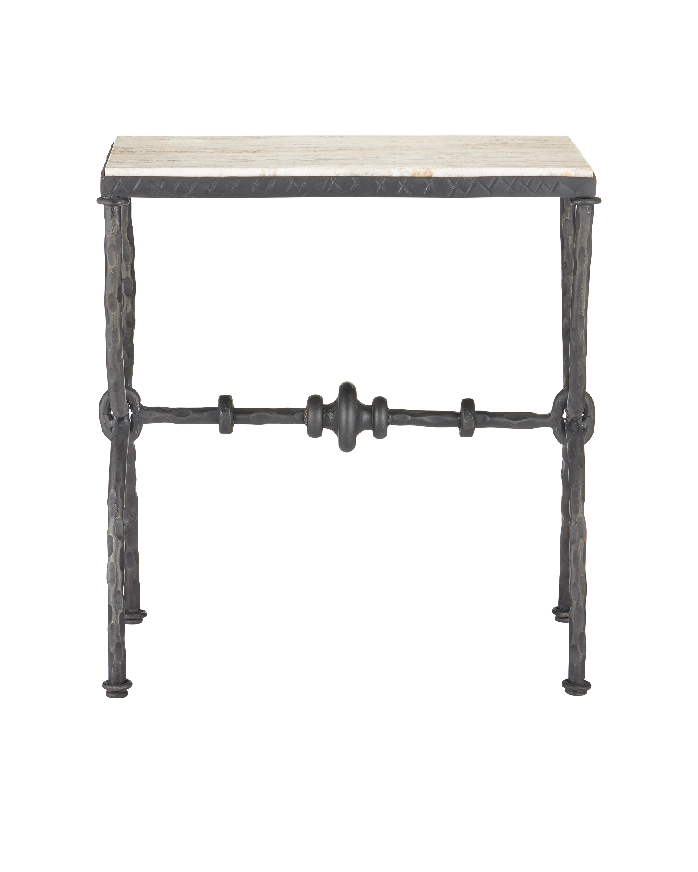 Agora White Travertine Side Table - Thumbnail 2