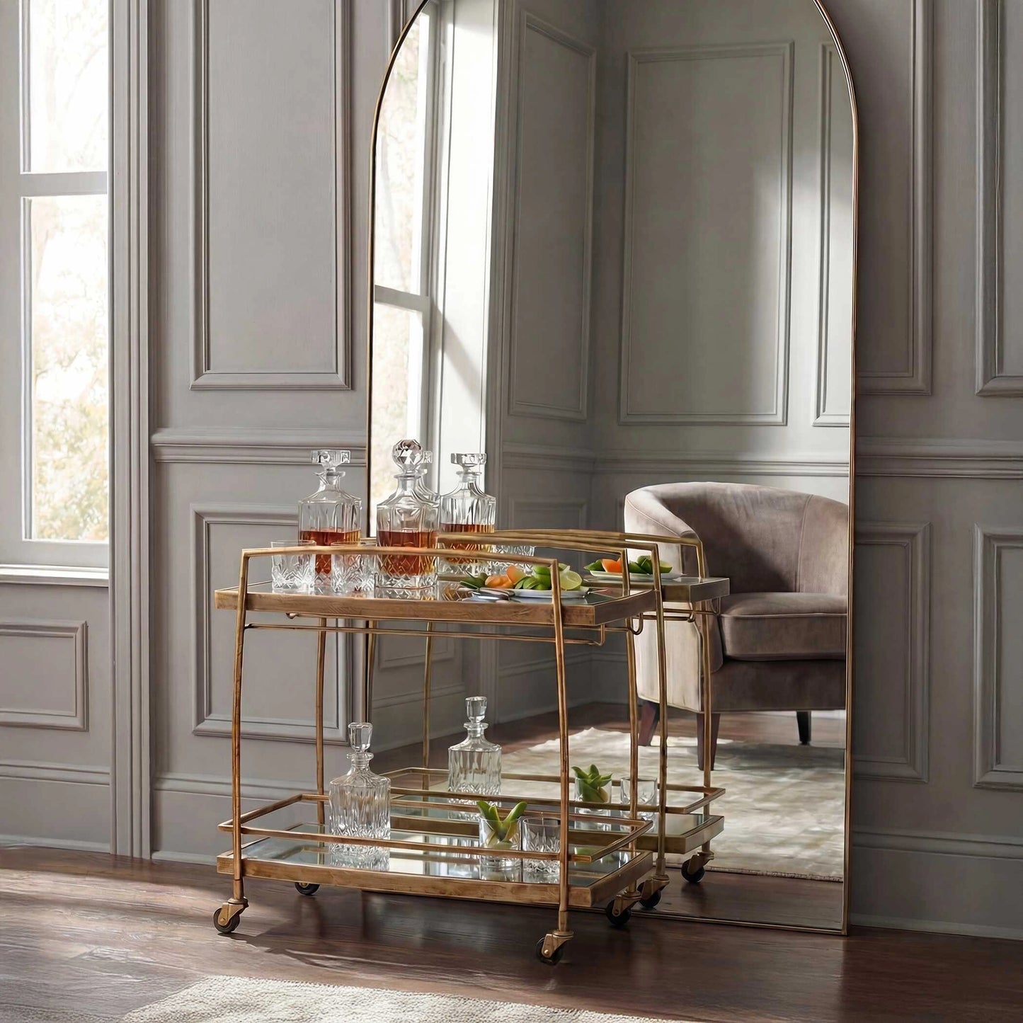 Uttermost Scarritt Antique Brass Bar Cart