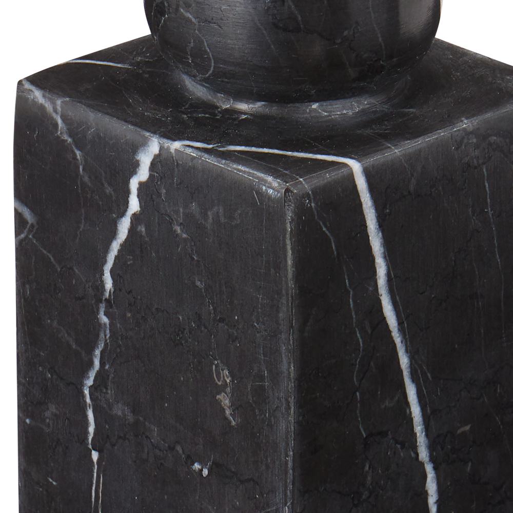 Lithos Black Candle Holder Set of 2