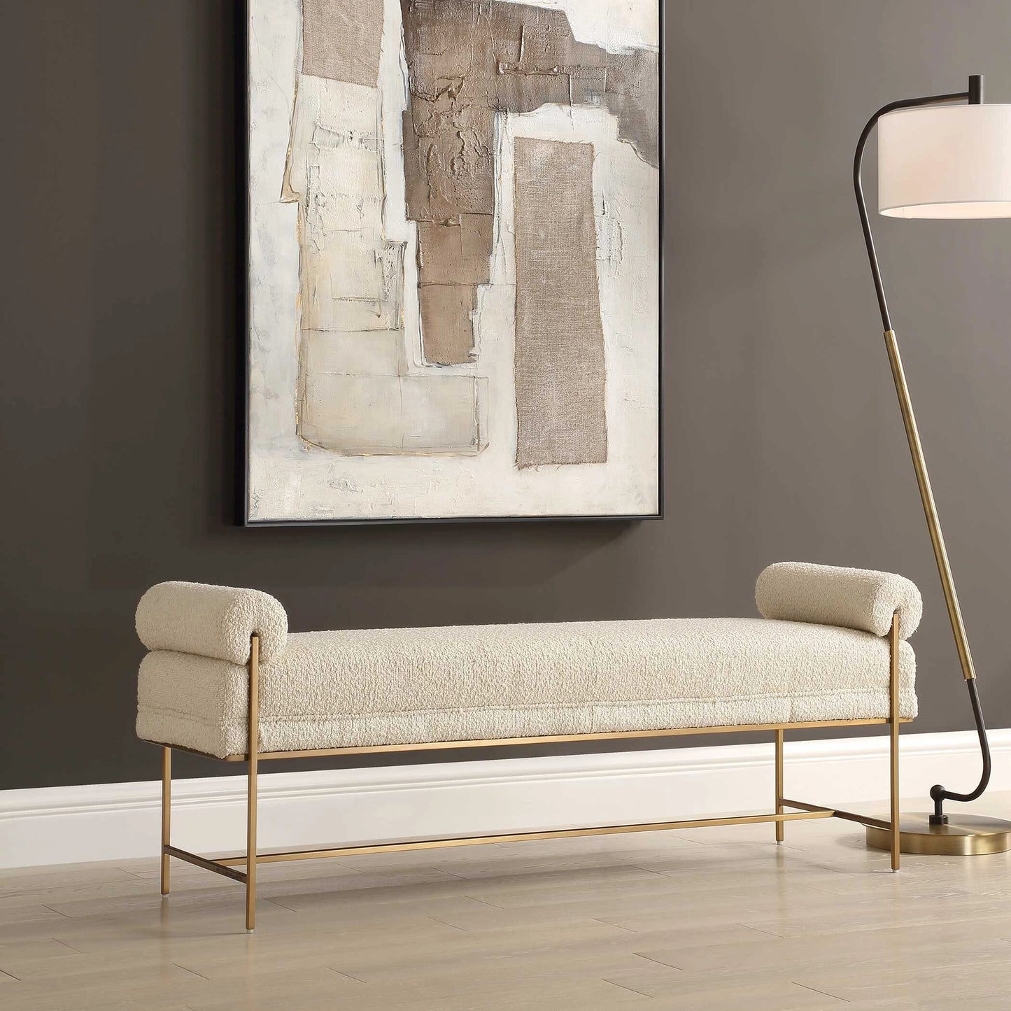 Uttermost Bolster Pearl White Bench