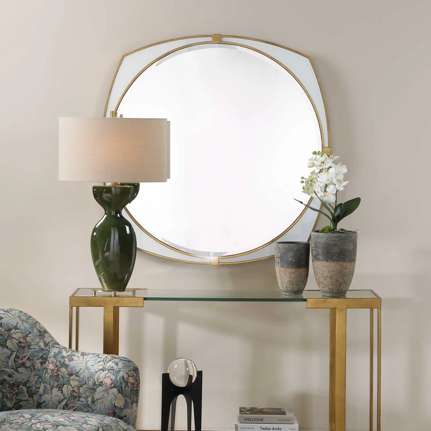 Uttermost Estella White Round Mirror