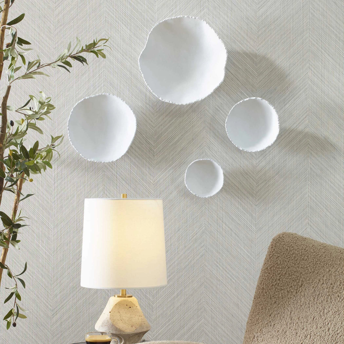 Lucky Coins White Metal Wall Bowls Set/4