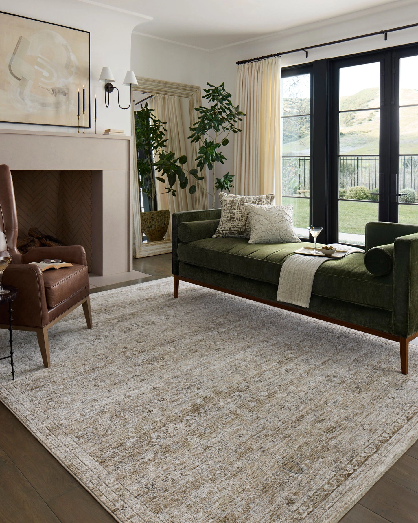 Loloi Tabitha Ivory / Khaki 18" x 18" Sample Rug