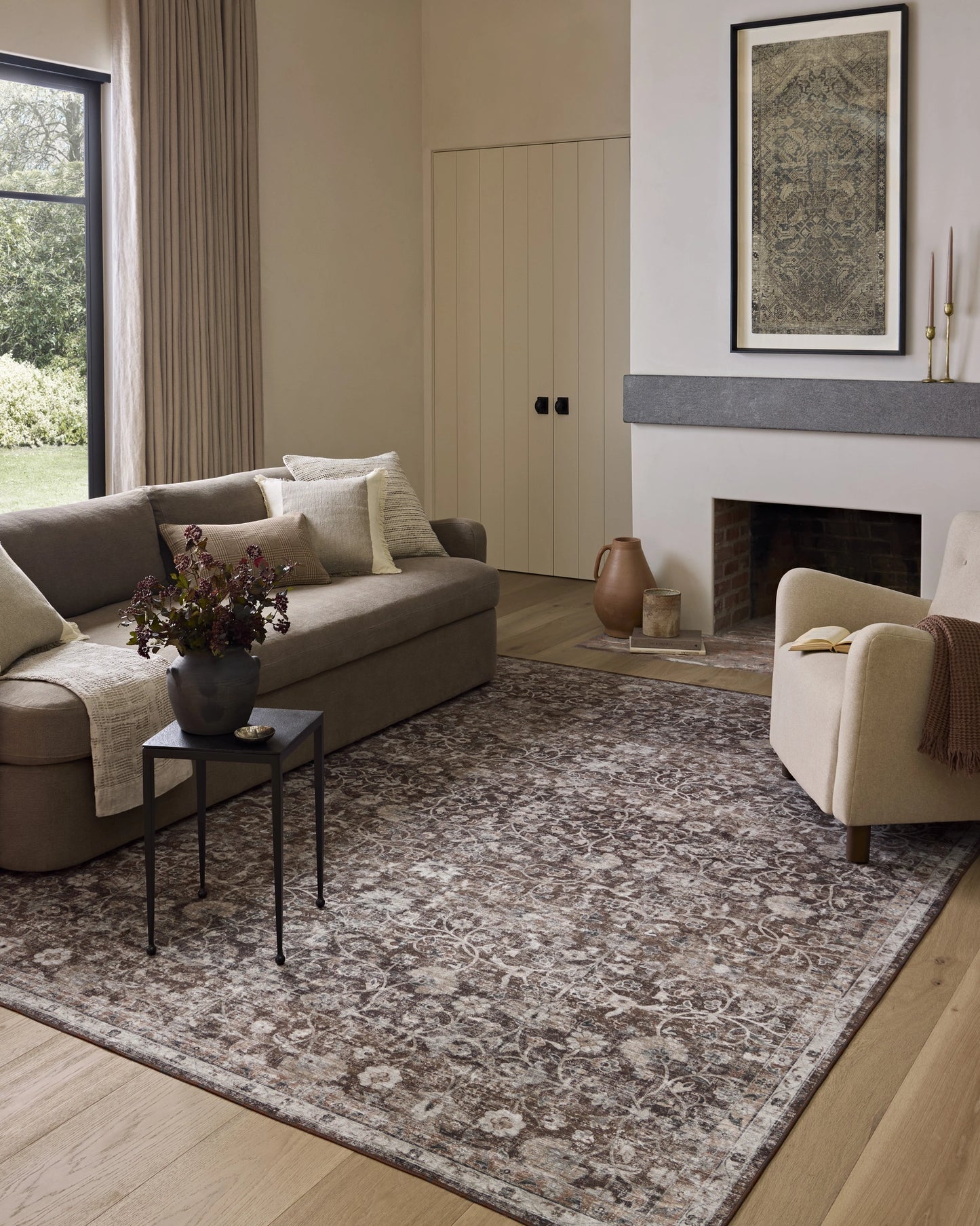 Amber Lewis x Loloi Josie Earth / Natural 3'-6" x 5'-6" Machine Washable Accent Rug