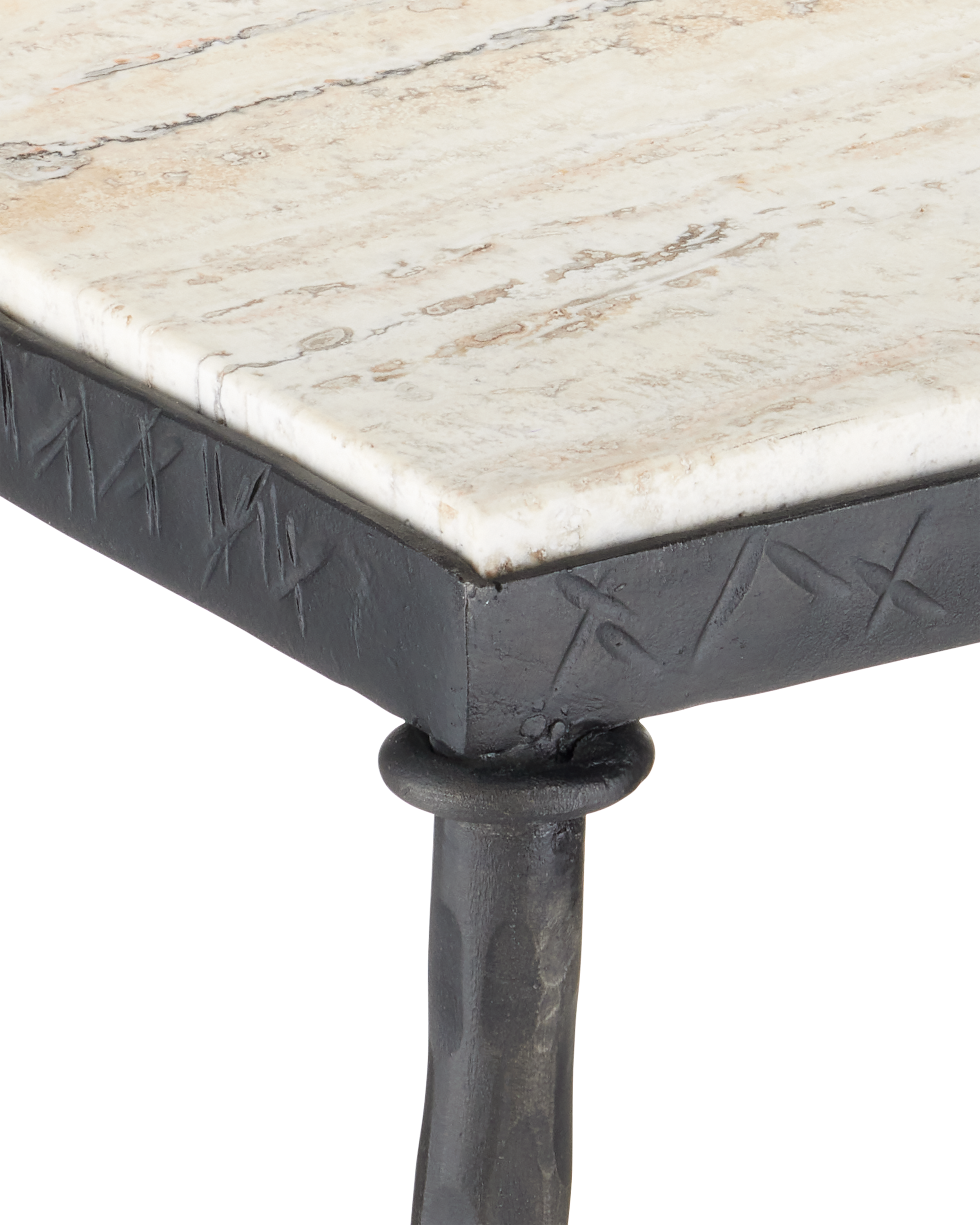 Agora White Travertine Side Table - Thumbnail 4