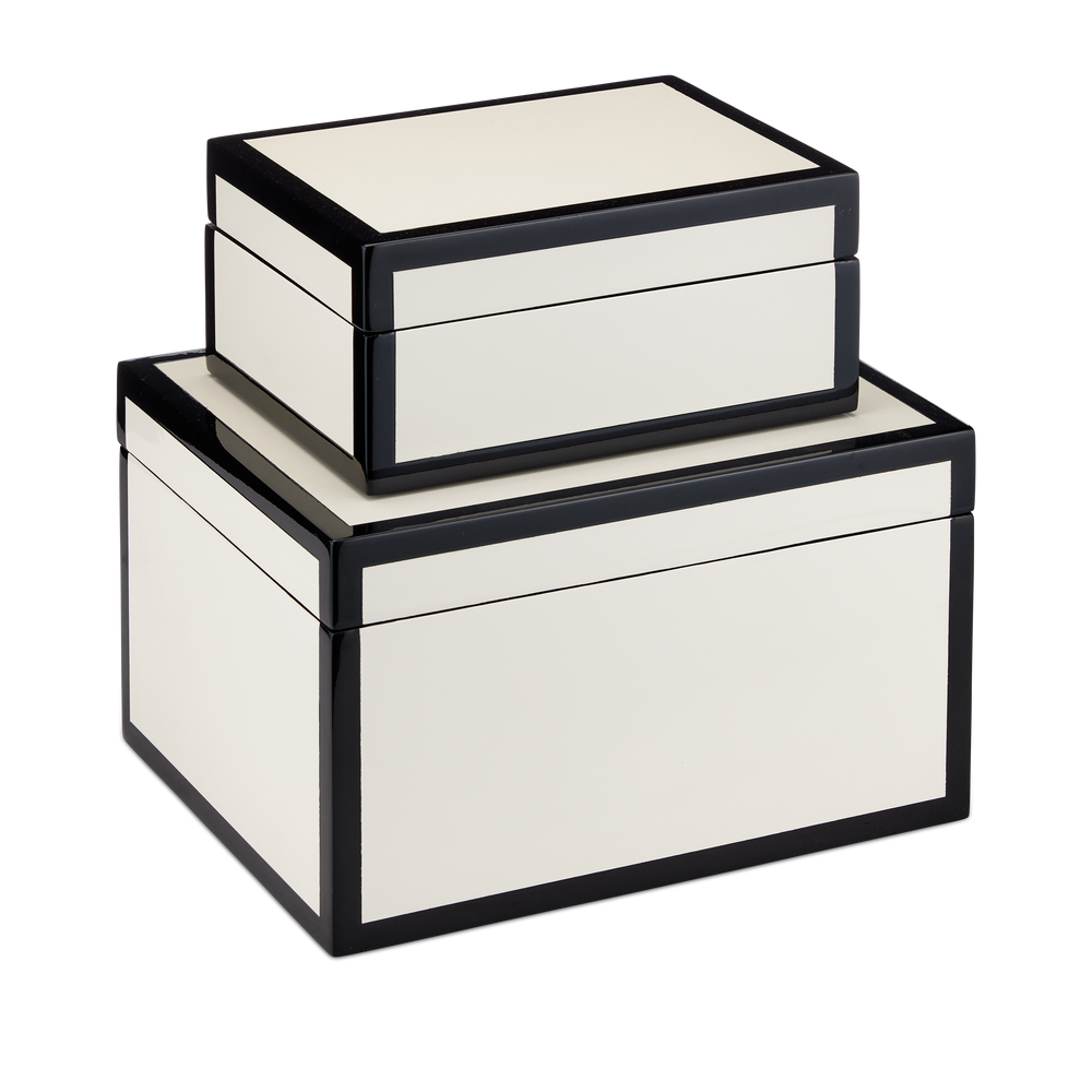 Ivory Lacquer Box Set of 2.