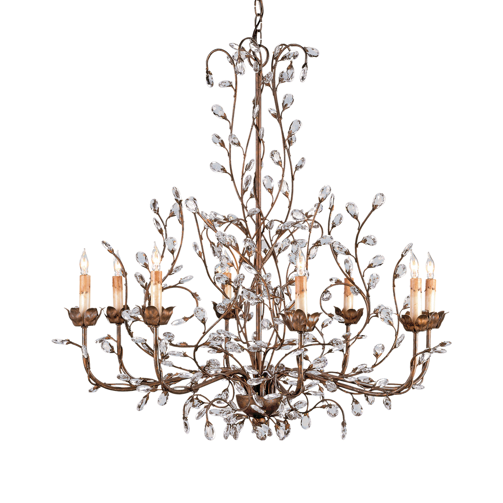 Crystal Bud Large Gold Chandelier