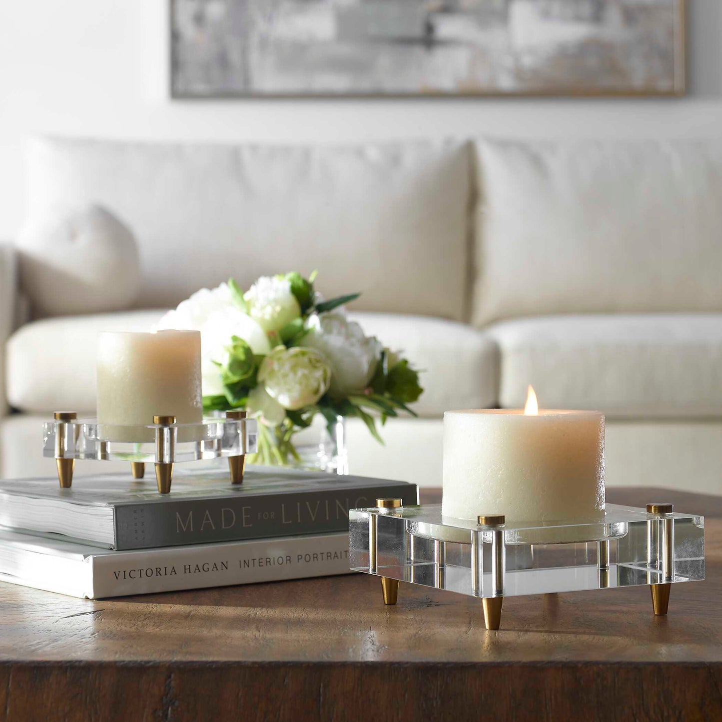 Uttermost Claire Crystal Block Candleholders Set/2
