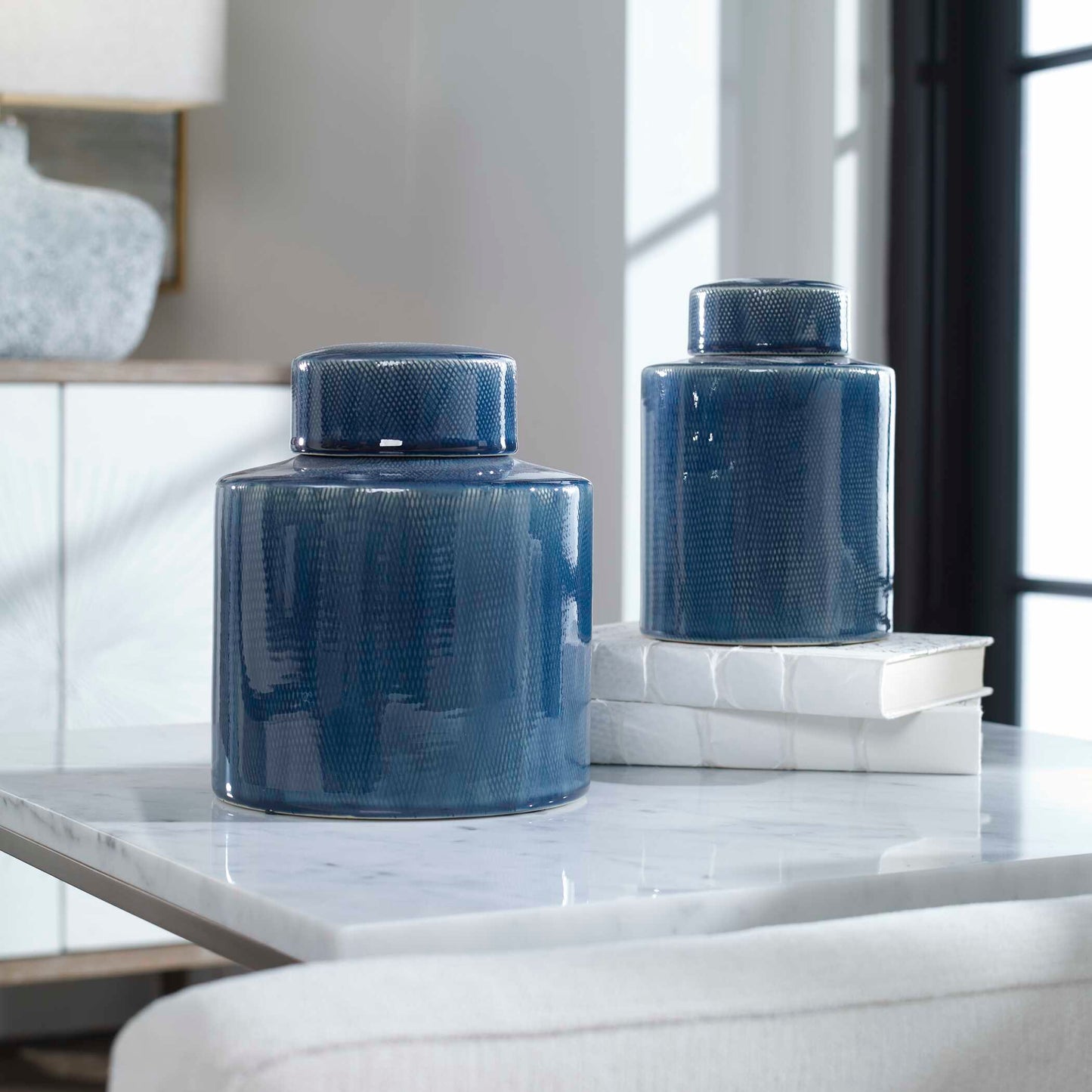 Uttermost Saniya Blue Containers Set/2