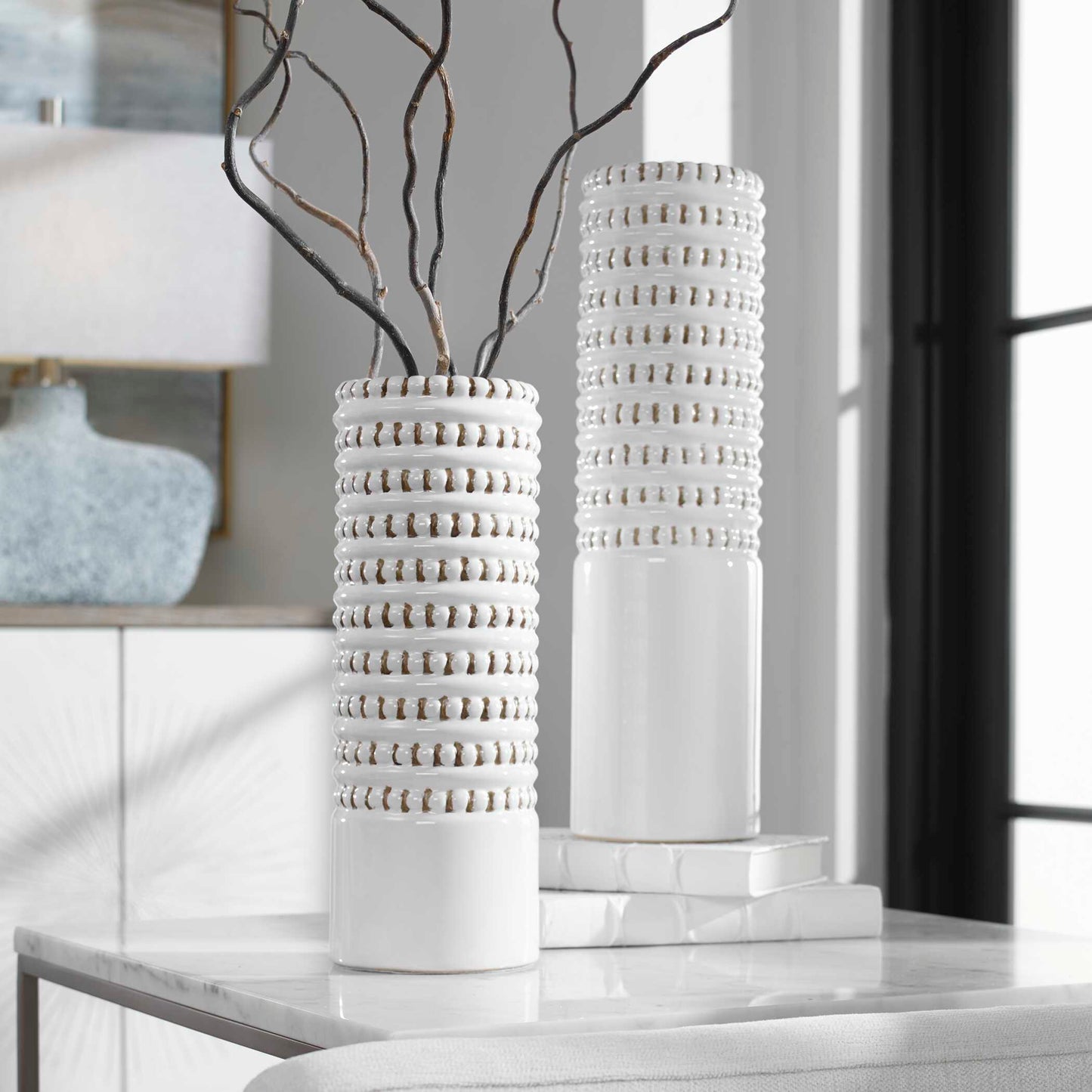 Uttermost Angelou White Vases Set/2
