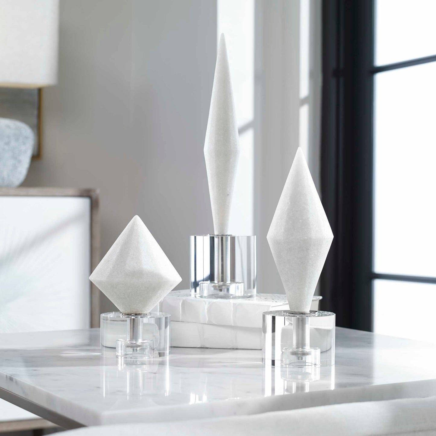 Uttermost Alize White Stone Sculptures Set/3