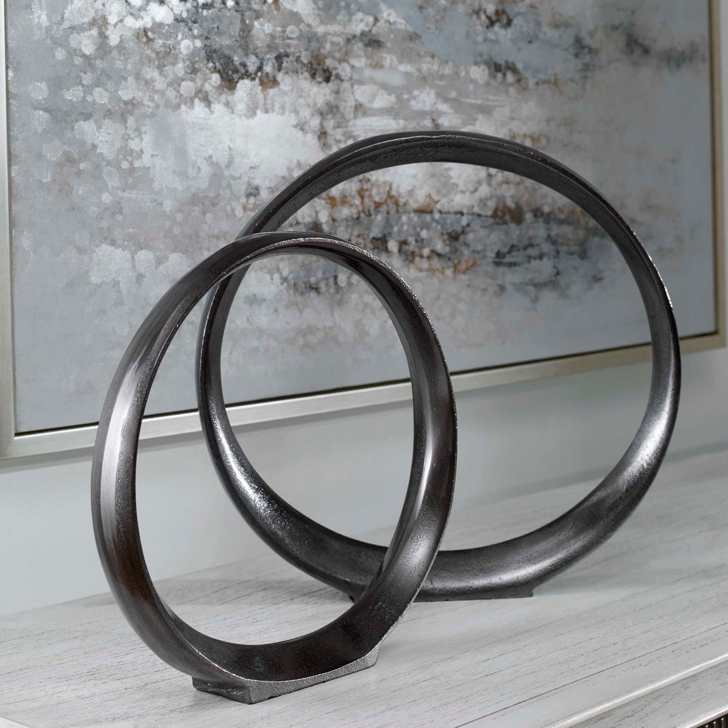 Uttermost Orbits Black Ring Sculptures Set/2