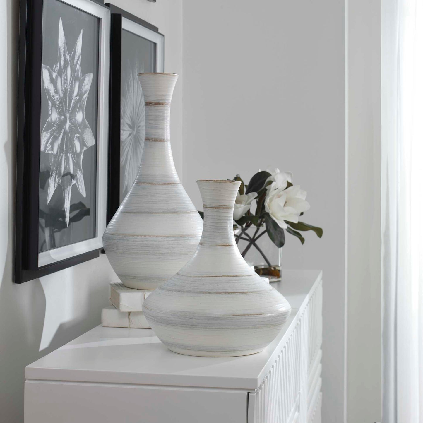 Uttermost Potter Fluted Striped Vases Set/2