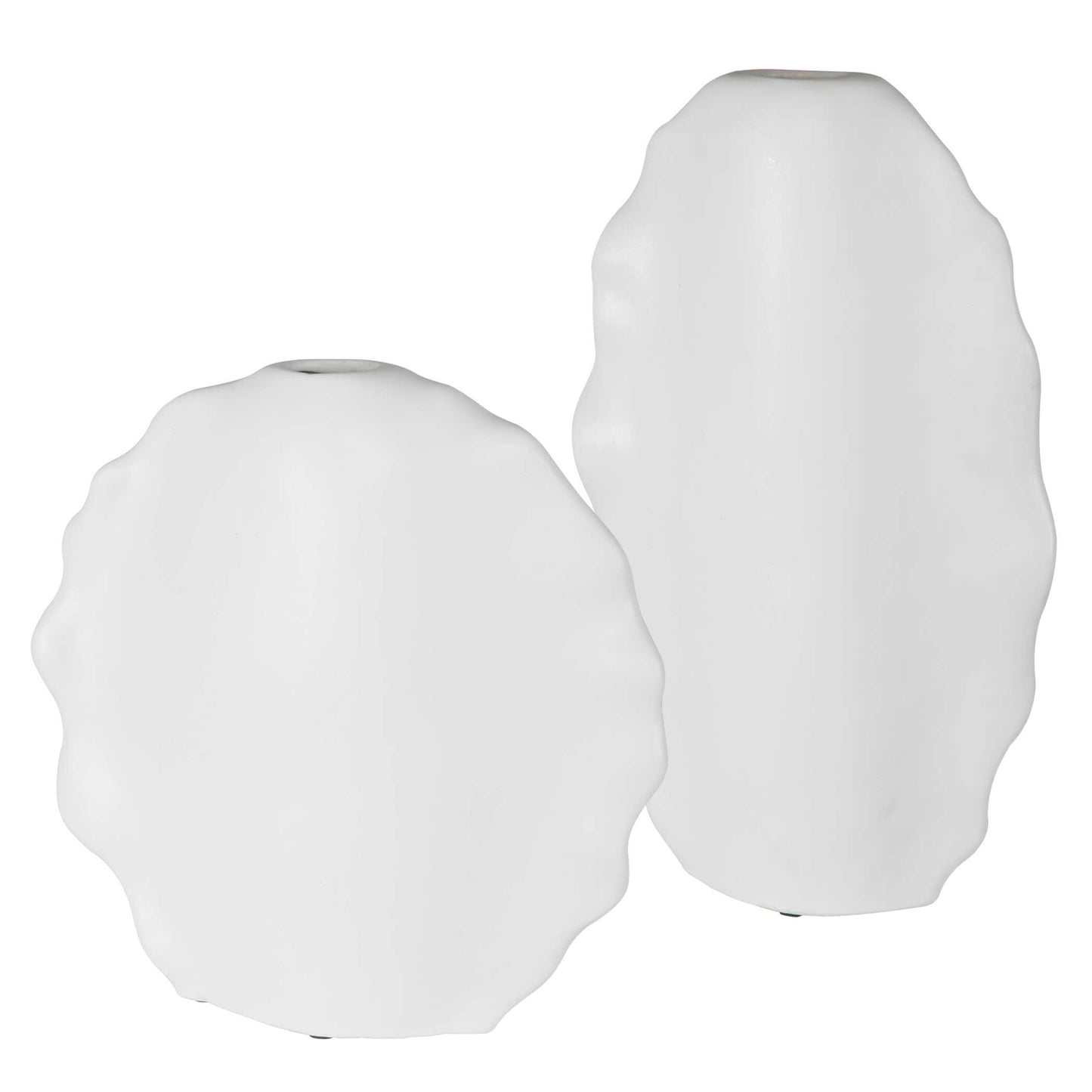 Uttermost Ruffled Feathers Modern White Vases Set/2