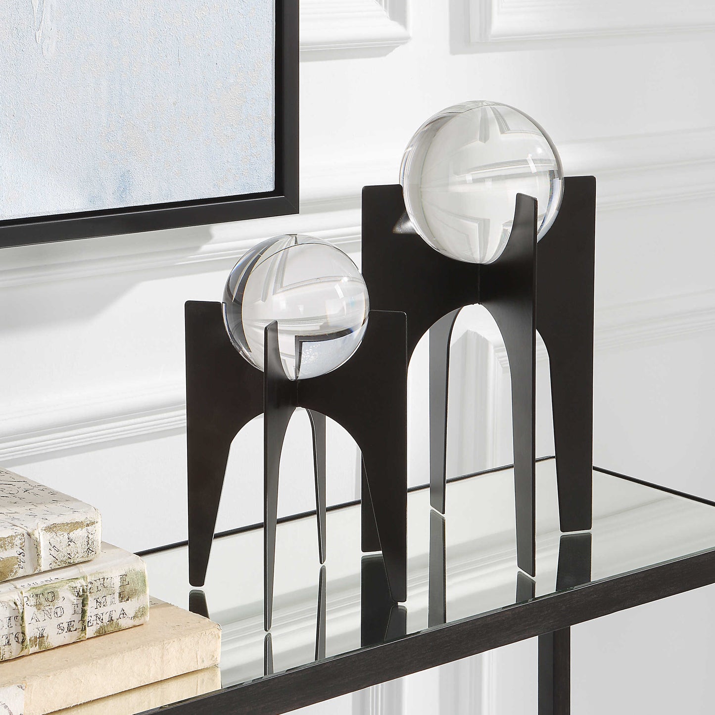 Uttermost Ellianna Crystal Spheres On Black Base Set/2