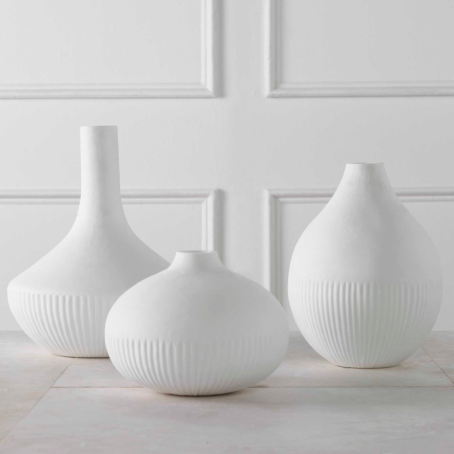 Uttermost Apothecary Satin White Vases Set/3