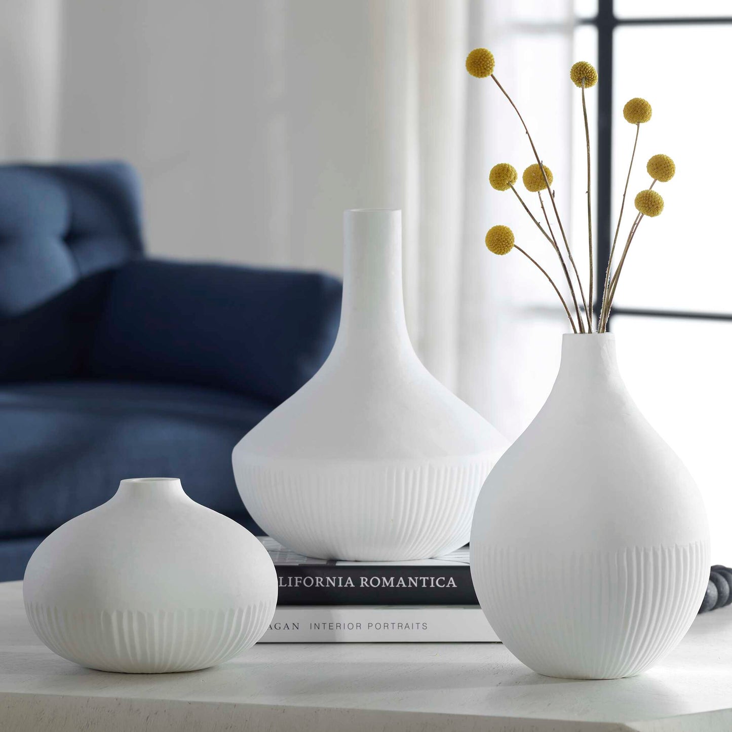 Uttermost Apothecary Satin White Vases Set/3