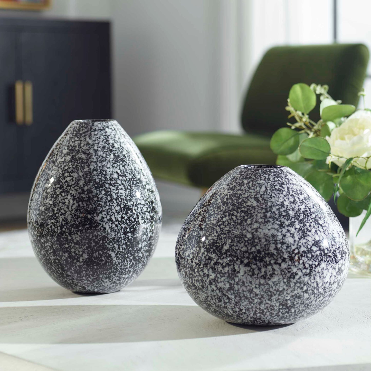 Uttermost Cosmic Black & White Vases Set/2