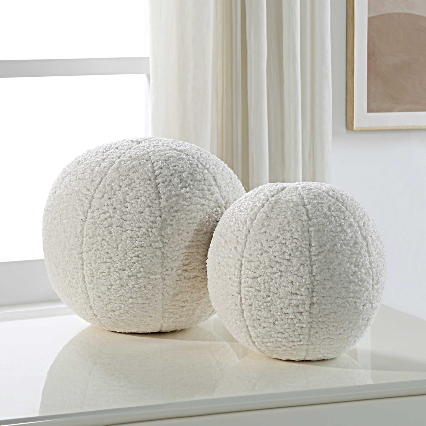 Uttermost Capra Ball Sheepskin Pillows Set/2
