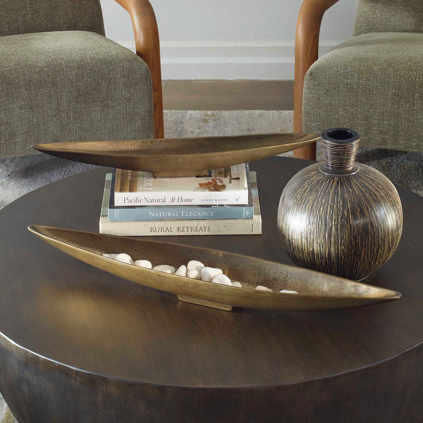 Uttermost River Run Antique Brass Bowls Set/2
