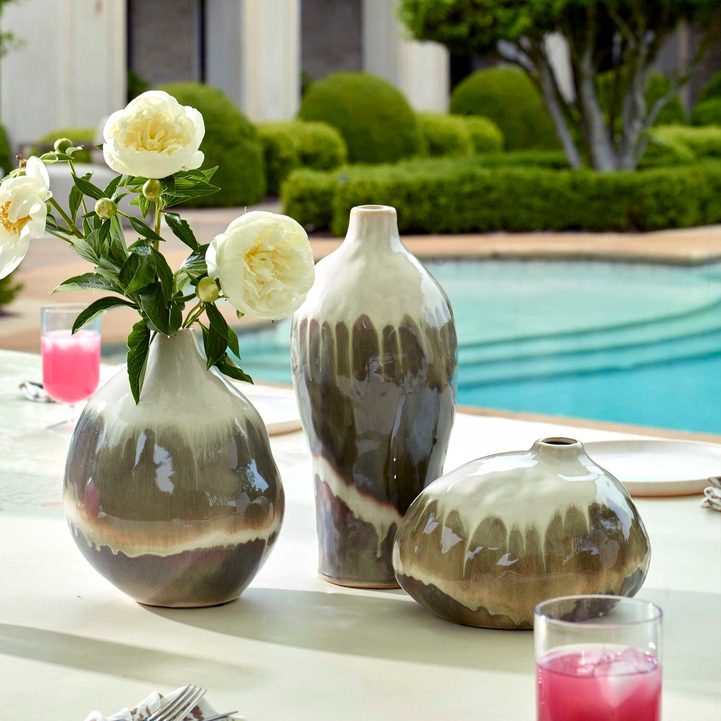 Uttermost Earthflow Glazed Outdoor Vases Set/3