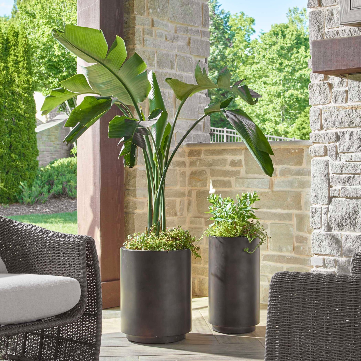 Uttermost Volcan Matte Bronze Outdoor Planters Set/2