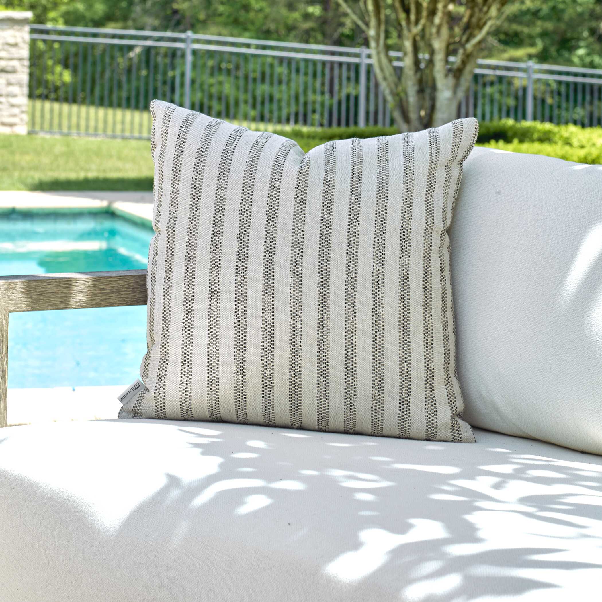 Basket Stripe Rattan Outdoor Pillow - Thumbnail 2