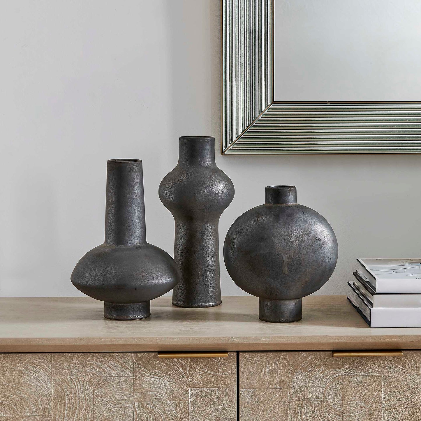 Uttermost Charcoal Bloom Indoor-Outdoor Vases Set/3