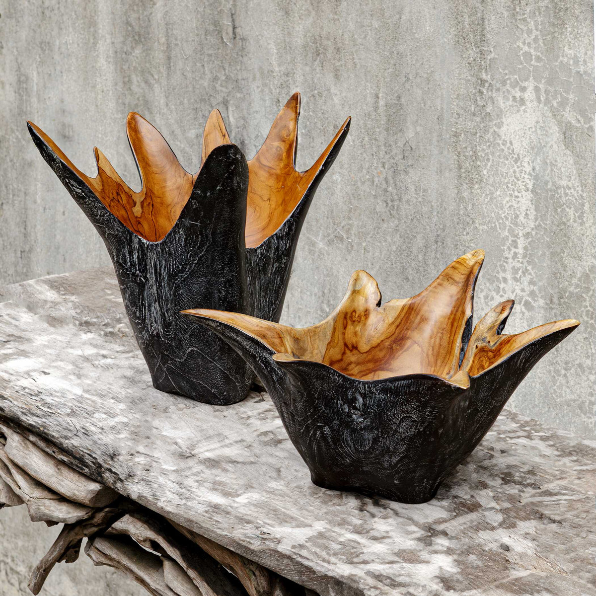 Starpetal Indoor-Outdoor Wooden Bowls Set/2