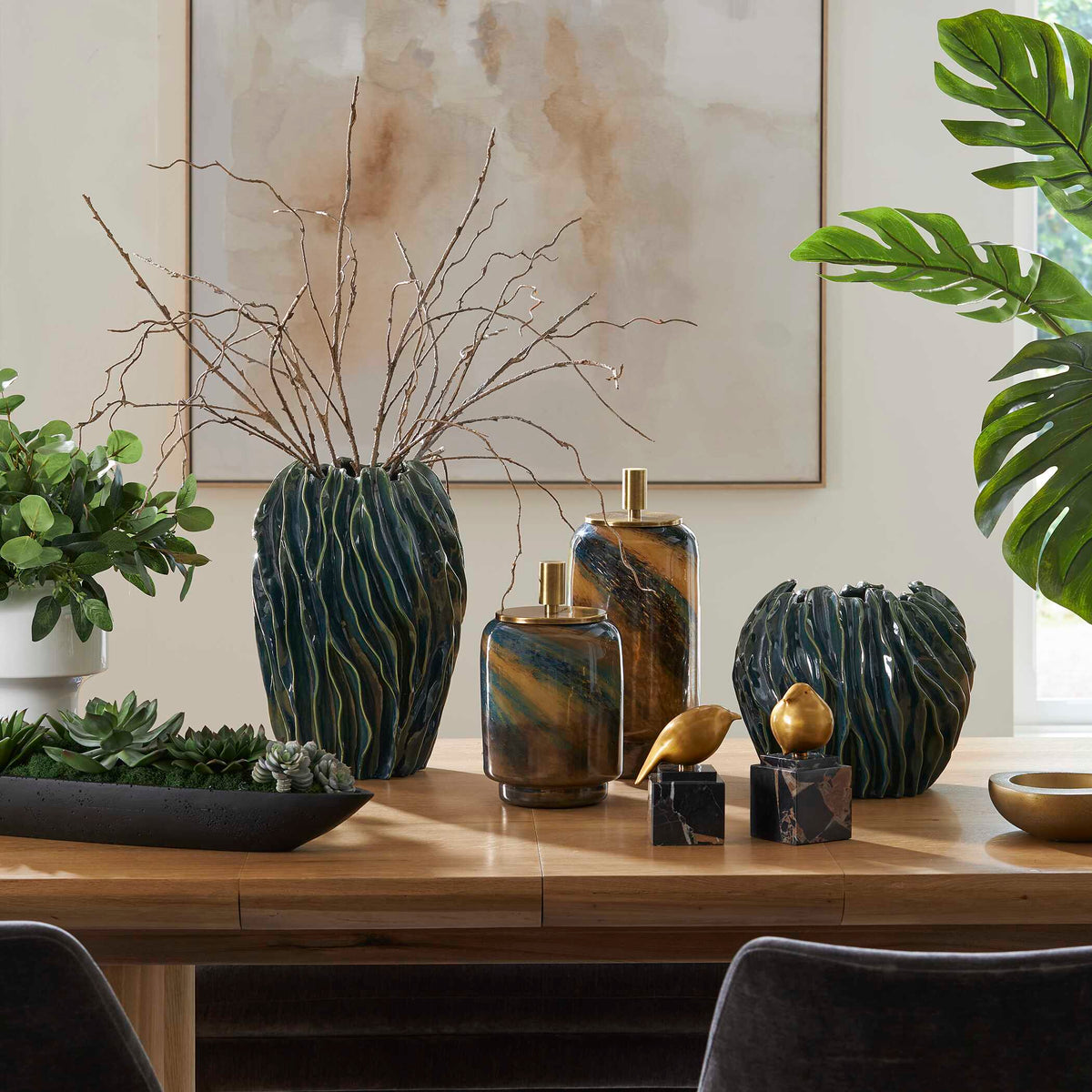 Veridian Ridge Indoor-Outdoor Vases Set/2