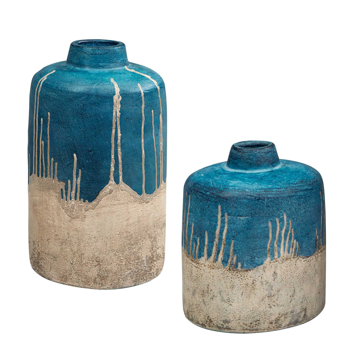 Coastal Cascade Indoor-Outdoor Blue Vases, Set/2
