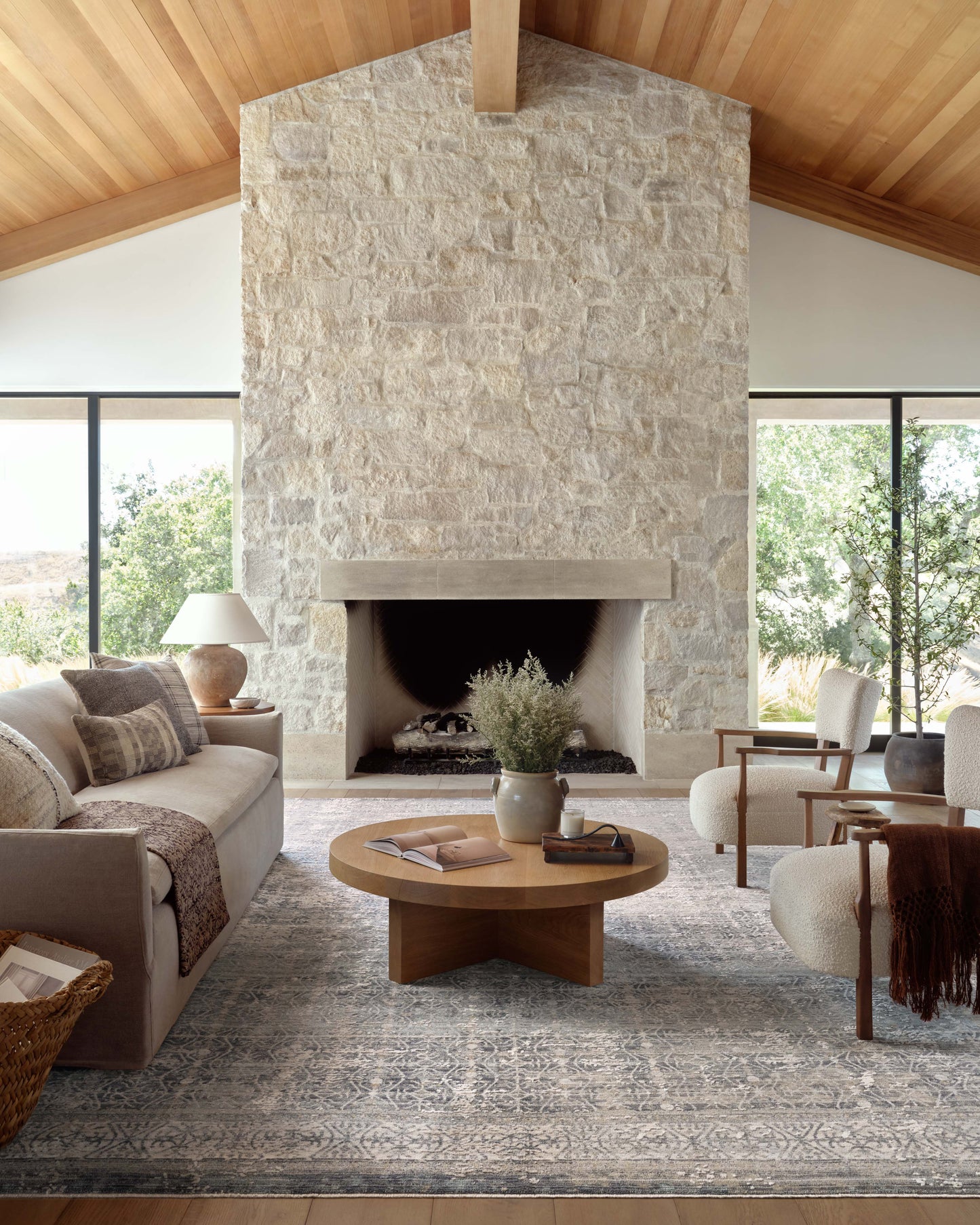 Amber Lewis x Loloi Alie Sky / Stone 7'-10" x 7'-10" Round Area Rug