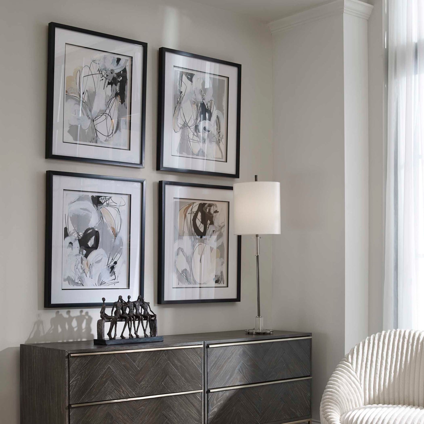 Uttermost Tangled Threads Abstract Framed Prints Set/4